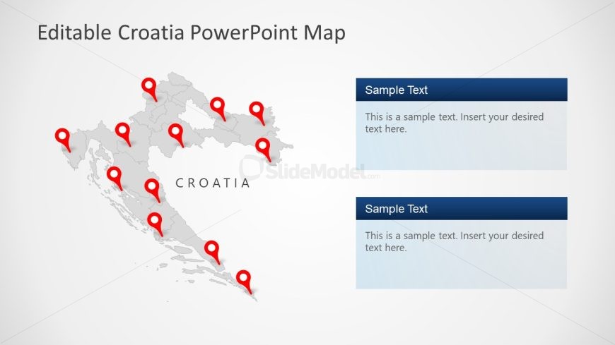 PowerPoint Slide for Editable Croatia Map Presentation 