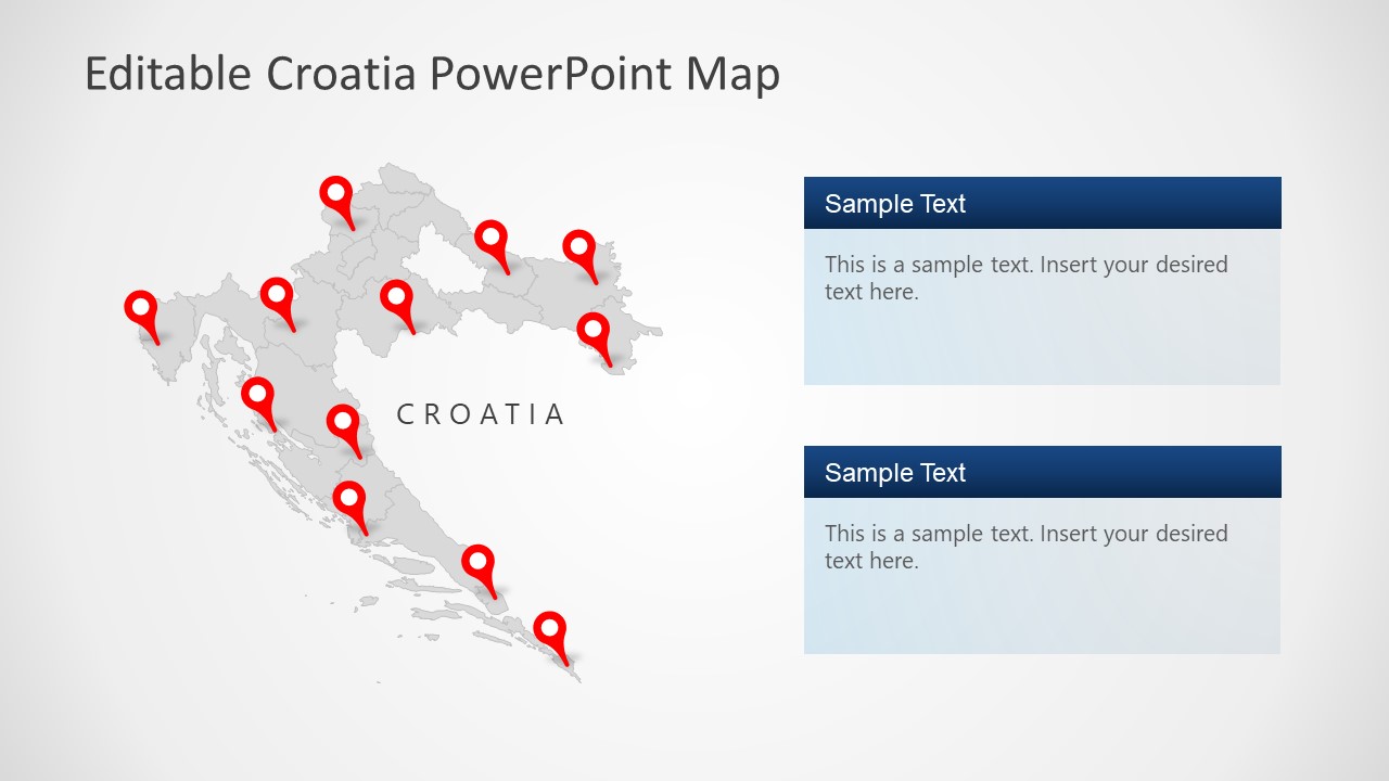 Editable Croatia Map Template for PowerPoint