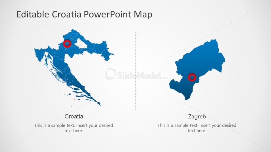 Editable Croatia Map PPT Slide Template 