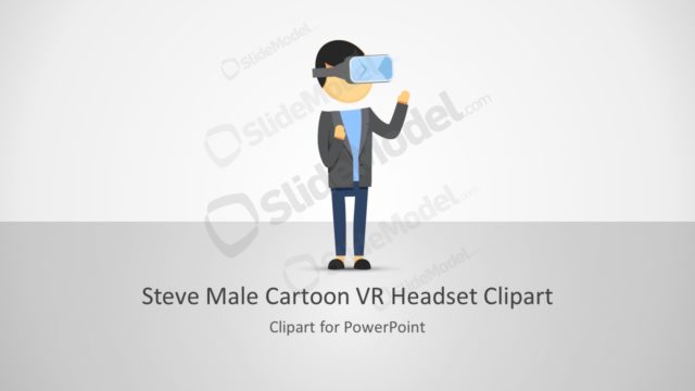 Steve Male Cartoon VR Headset Clipart for PowerPoint