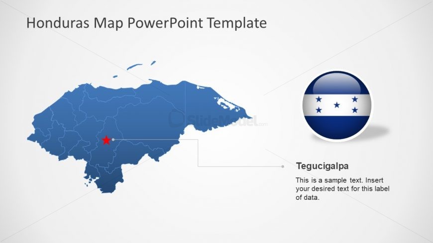 Blue Map of Honduras PowerPoint