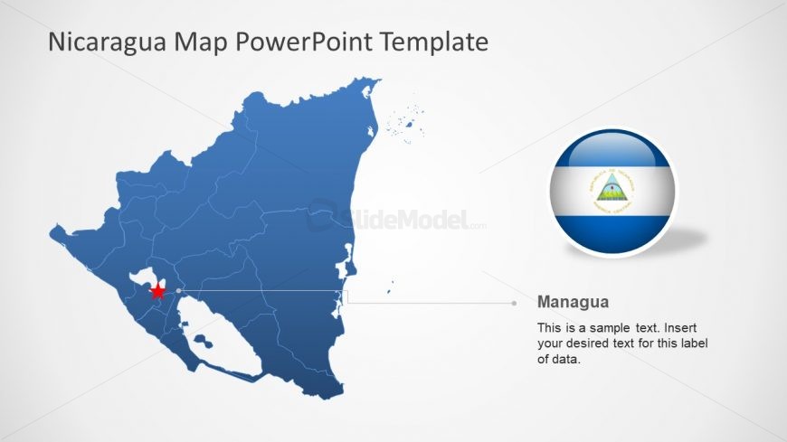 Blue Map of Nicaragua PowerPoint