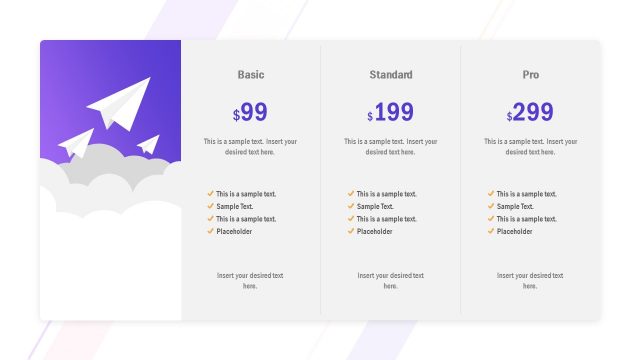 3 Table Pricing Comparison Template
