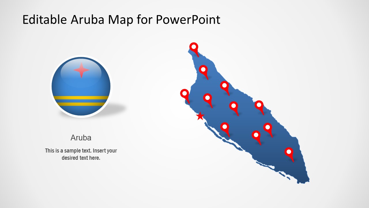 Flat Map of Aruba PowerPoint