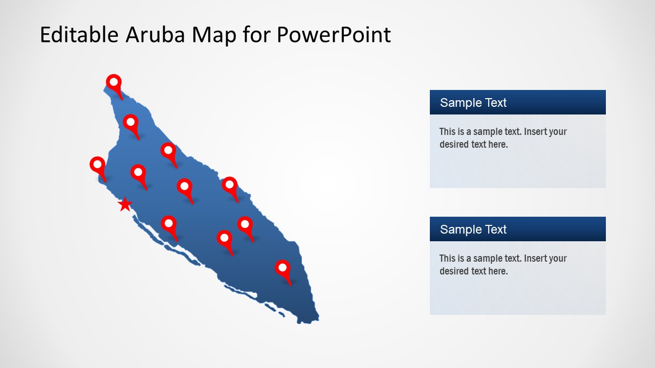 Silhouette Map of Aruba PowerPoint