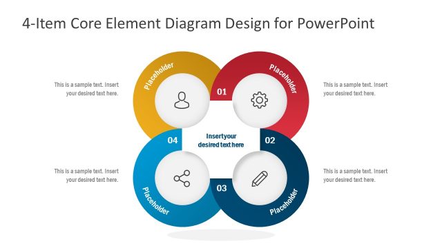 4 Item Core Element Diagram Design for PowerPoint
