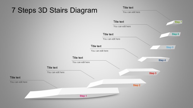 7 Step 3D Stairs Diagram for PowerPoint