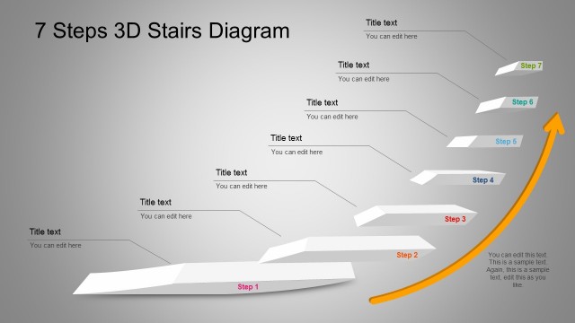 7 Steps 3D Stairs Diagram PowerPoint Illustrations