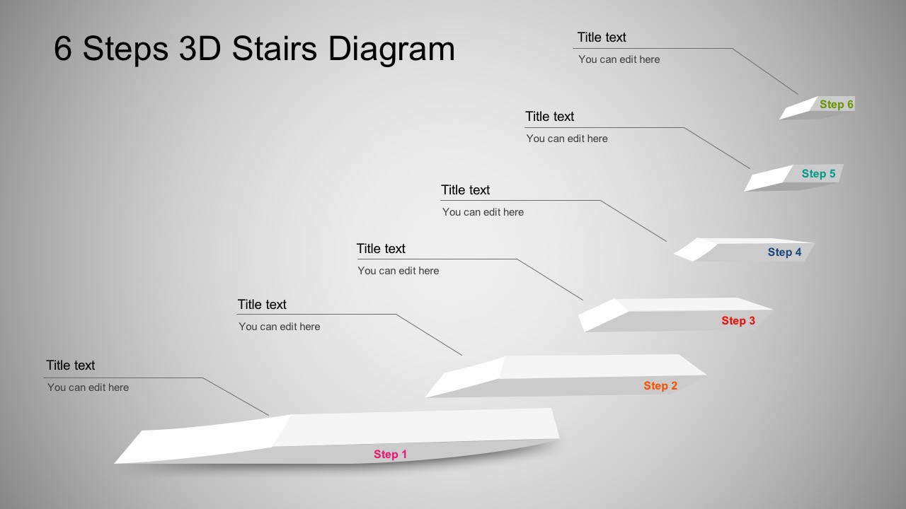 3D Stairs Diagram PowerPoint
