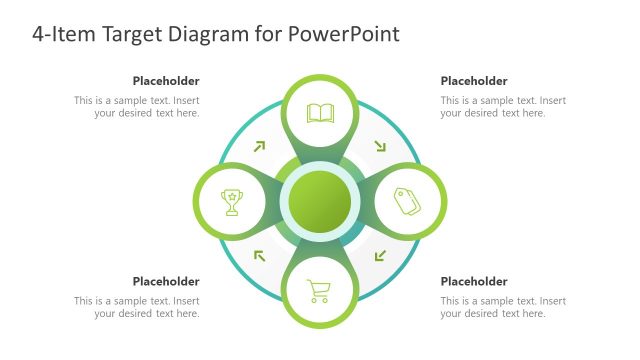 4-Item Target Diagram for PowerPoint