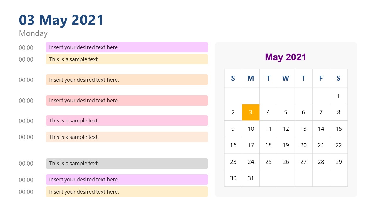 Template of Hourly Calendar Template