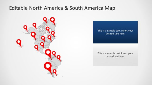 North America & South America Silhouette Map PPT