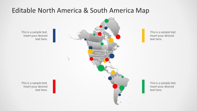Colorful Markers North South America Map