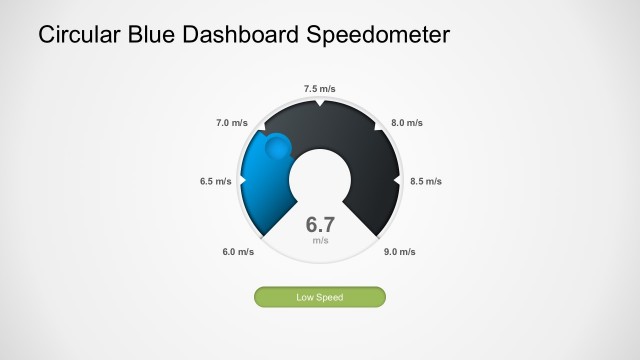 Circular Blue Dashboard PowerPoint Speedometer