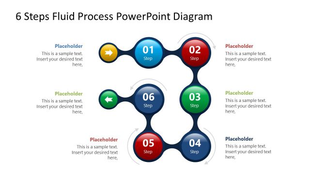 6 Steps Fluid Process PowerPoint Diagram