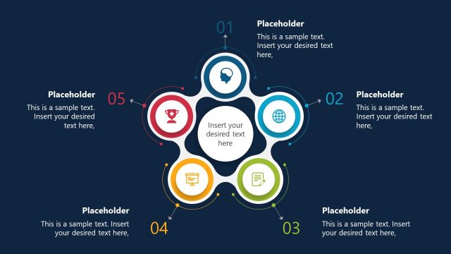 Blue Background 5 Steps Infographic PPT