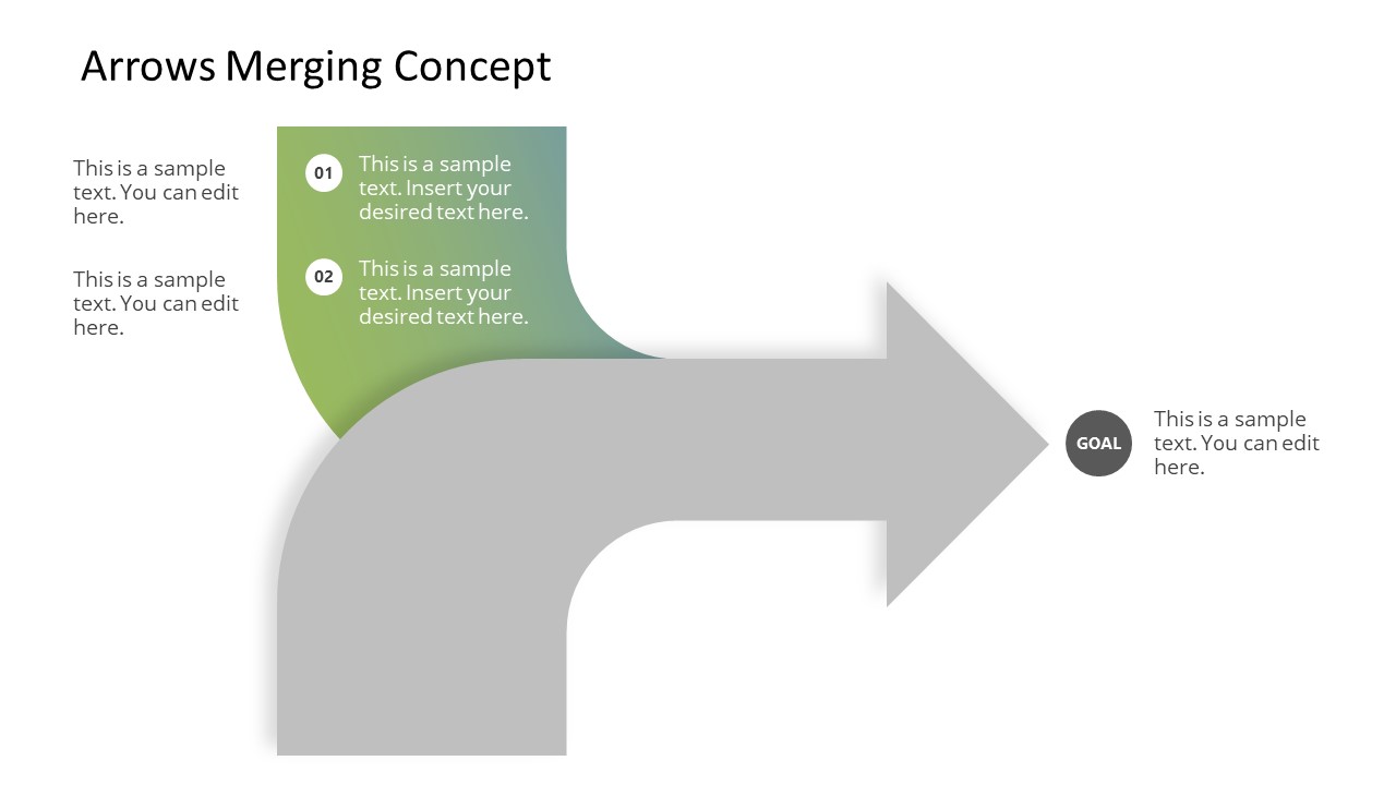 Two Arrows Merging Concept For Powerpoint Slidemodel