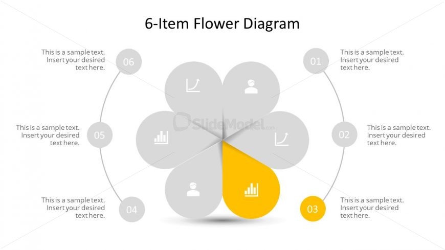 Editable PowerPoint Step 3 Flower Diagram
