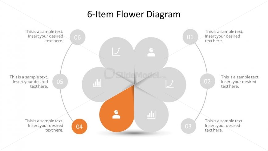Editable PowerPoint Step 4 Flower Diagram