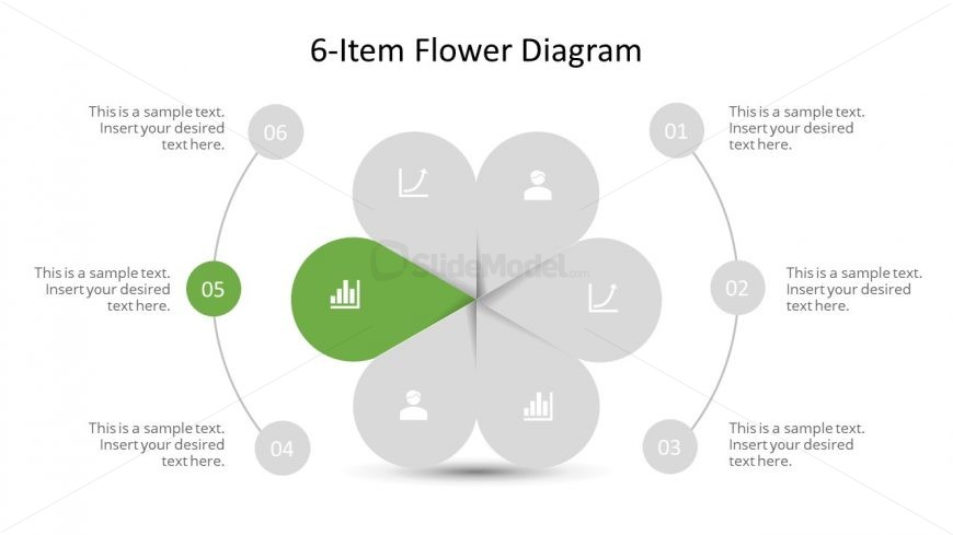 Editable PowerPoint Step 5 Flower Diagram