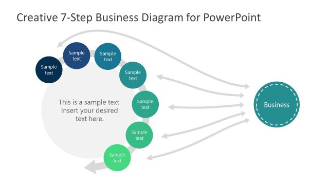 One To Many Flow 7 Steps PowerPoint Diagram