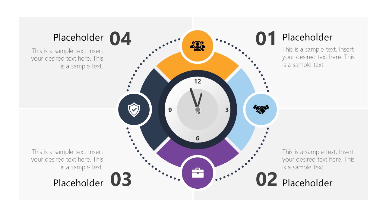 4 Steps Diagram Clock Template SlideModel