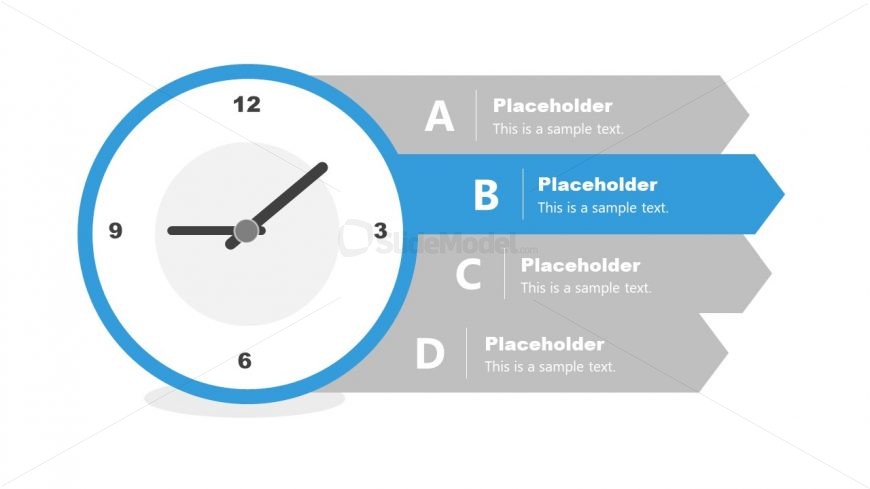 Time Management 4 Steps Diagram of Clock 