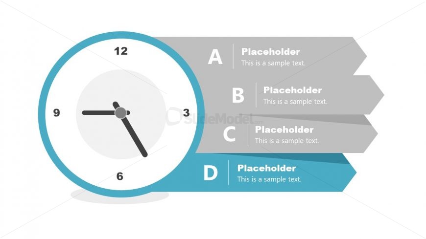 PowerPoint 4 Steps Clock Shaped Diagram 