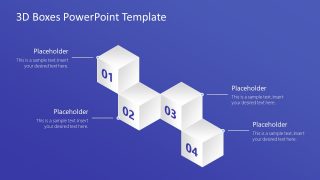 PowerPoint 4 3D Boxes Diagram Template 
