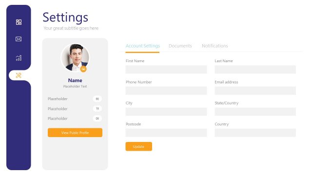 Dashboard Settings PowerPoint Layout