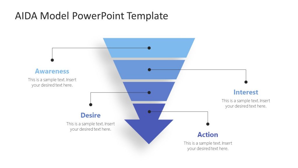 AIDA PowerPoint Funnel 4 Steps Diagram - SlideModel