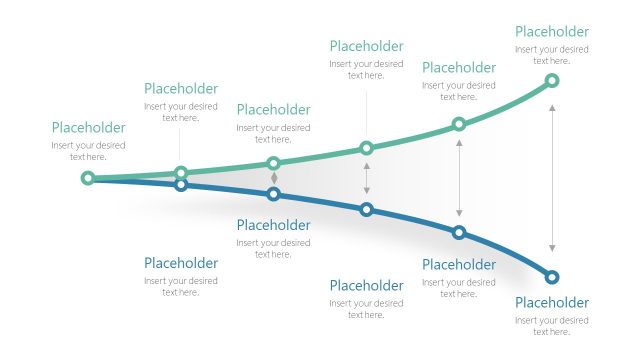 Two Horizontal Opposite Curves PowerPoint Template