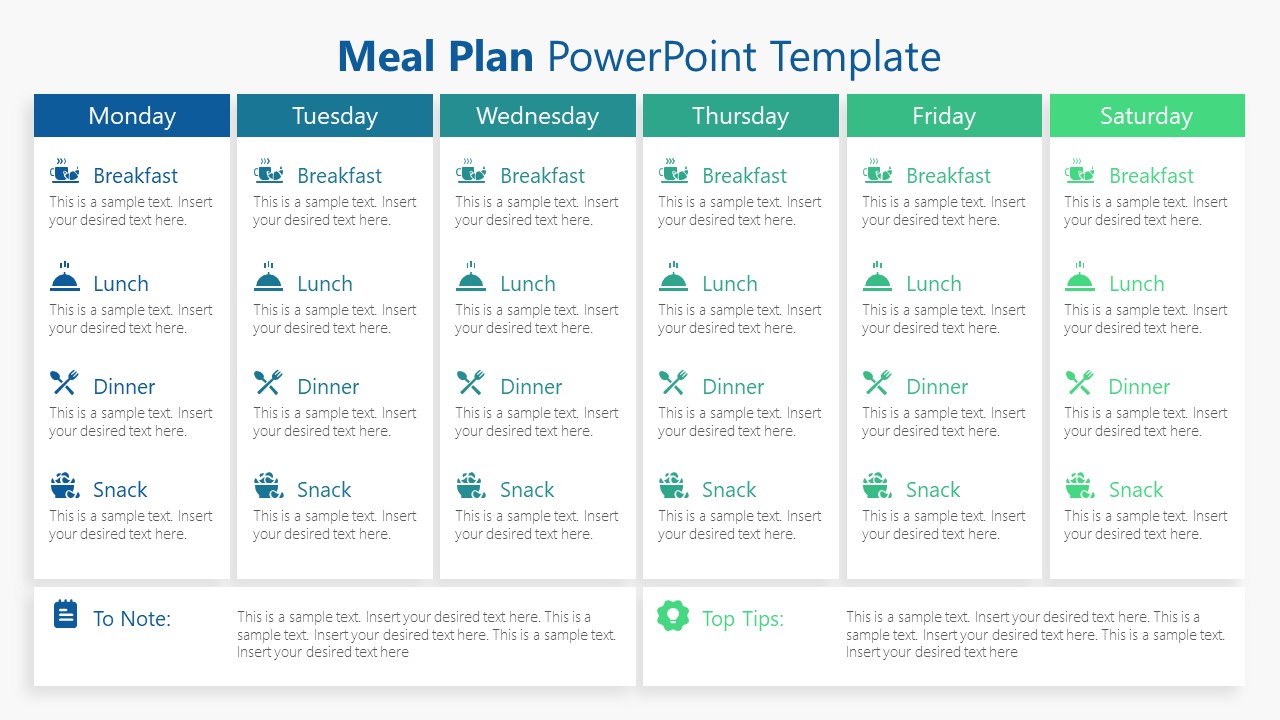 Template of Weekly Meal Plan PPT