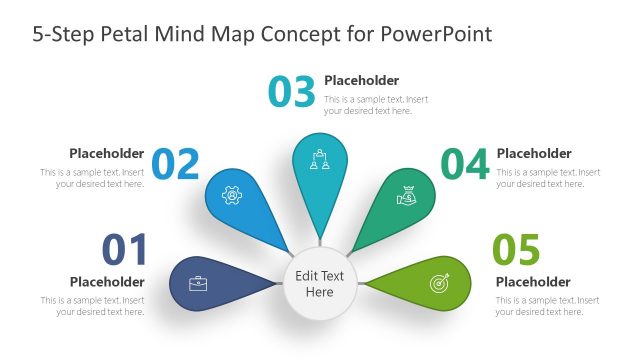 5-Step Petal Mindmap Concept for PowerPoint