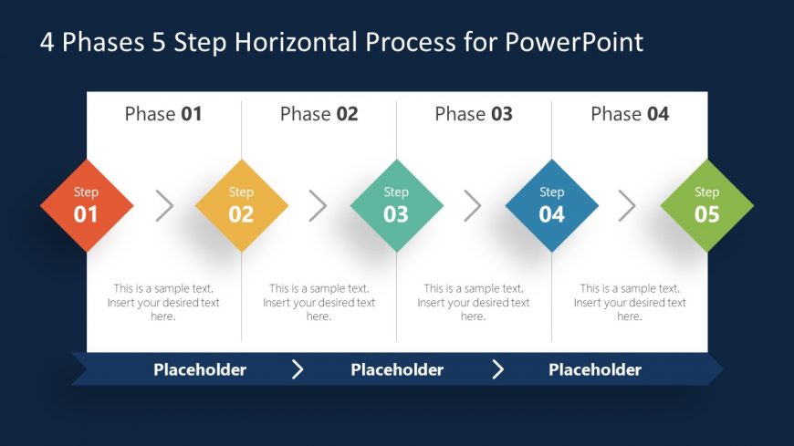 PowerPoint Diagram of 4 Phase 3 Steps Chevron