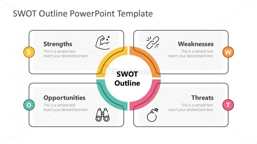4 Steps PowerPoint Diagram of SWOT