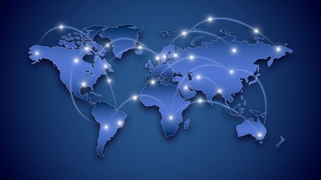 Editable World Map and Connections PowerPoint