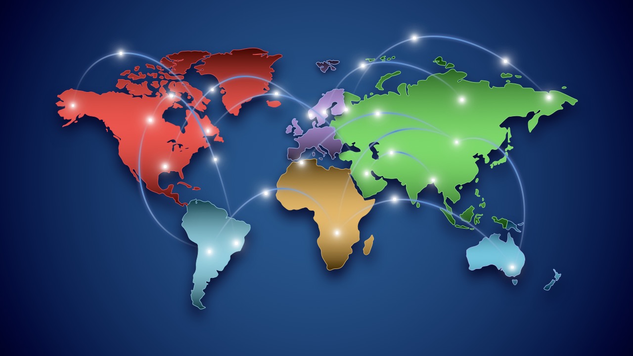 Editable World Map And Connections PowerPoint Lupon gov ph