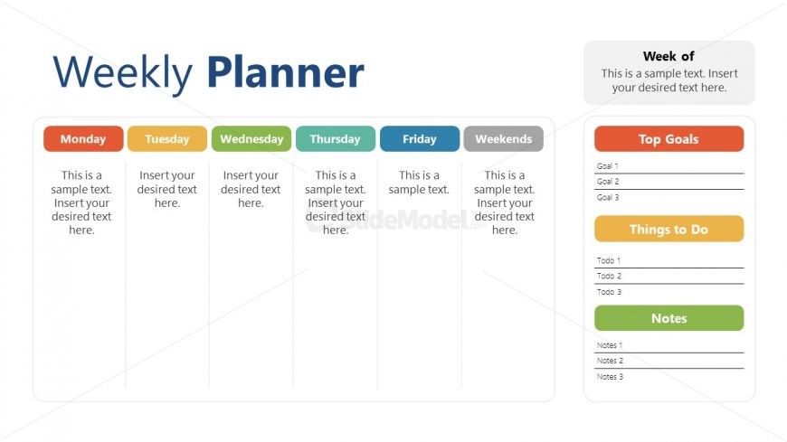 PowerPoint Templates of Business Weekly Planner