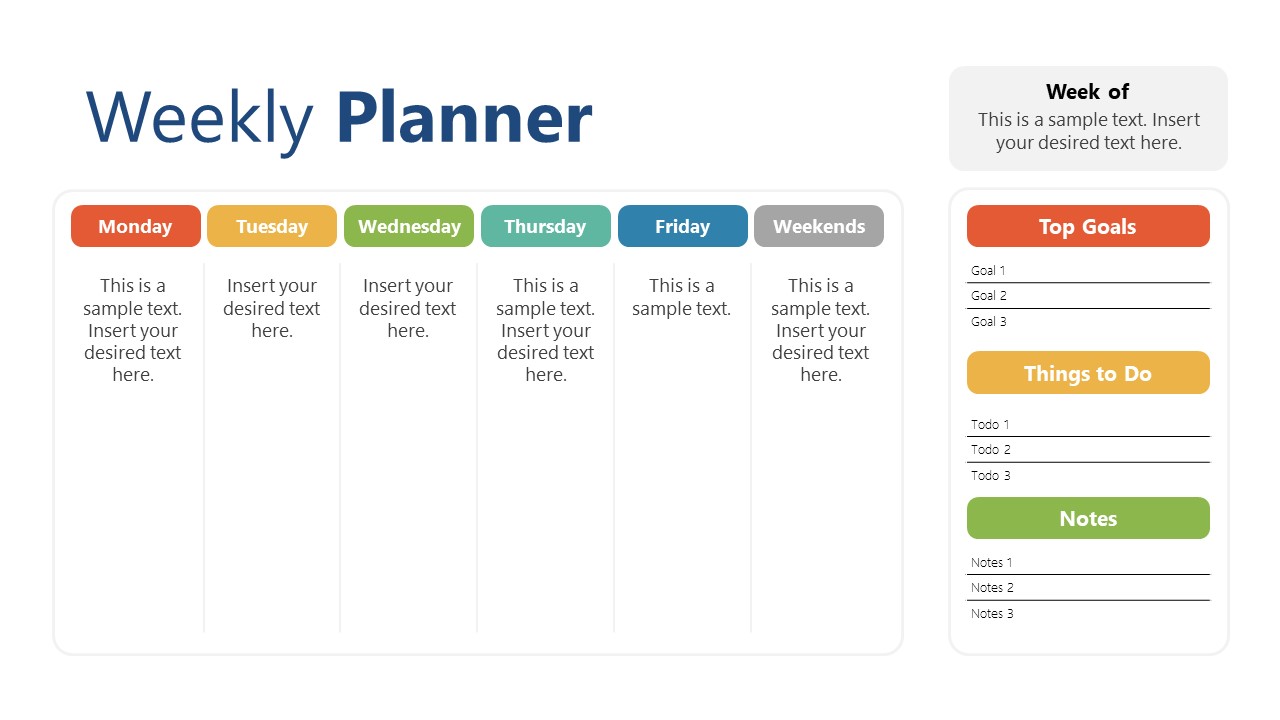 PowerPoint Templates of Business Weekly Planner