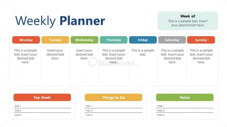 Weekly Schedule of Tasks in Planner Template 