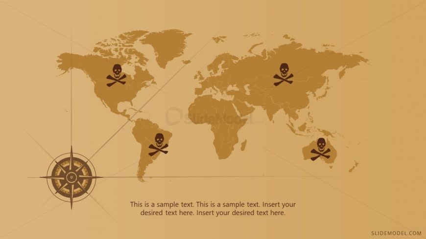 World Map of Treasure Hunting PowerPoint 