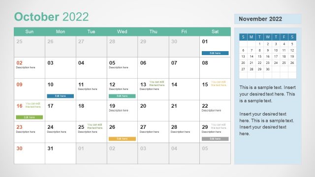 October 2022 PowerPoint Calendar