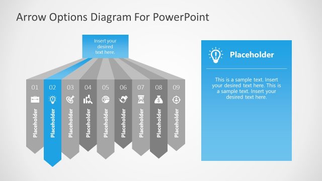 9 Steps Waterfall Chart Agenda Arrow 2