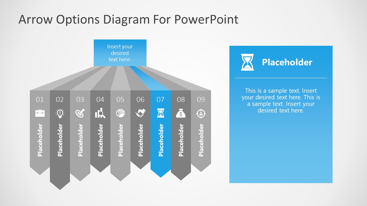 9 Steps Arrows Bars PowerPoint Diagram SlideModel