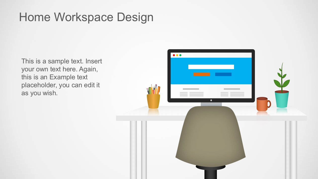 Editable Computer Workspace PowerPoint Design