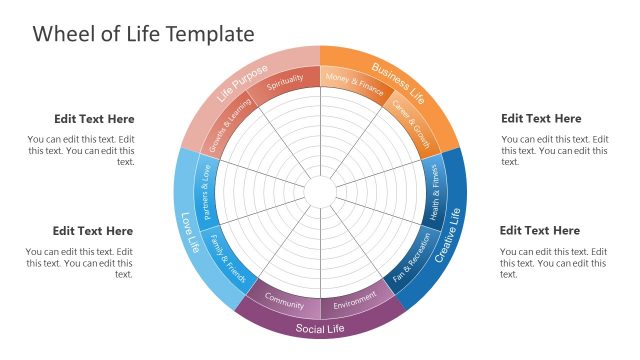 10-Segment Wheel of Life Diagram for PowerPoint