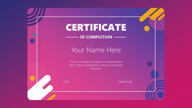 Presentation Layouts for Certificate of Completion