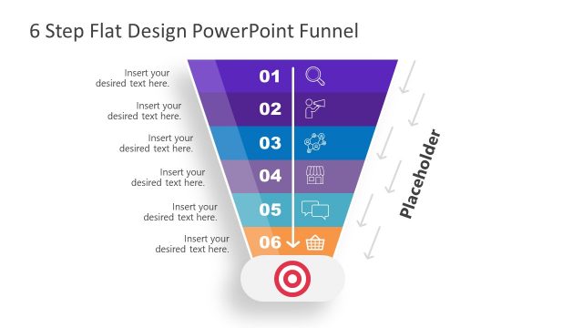 6 Step Flat Design PowerPoint Funnel