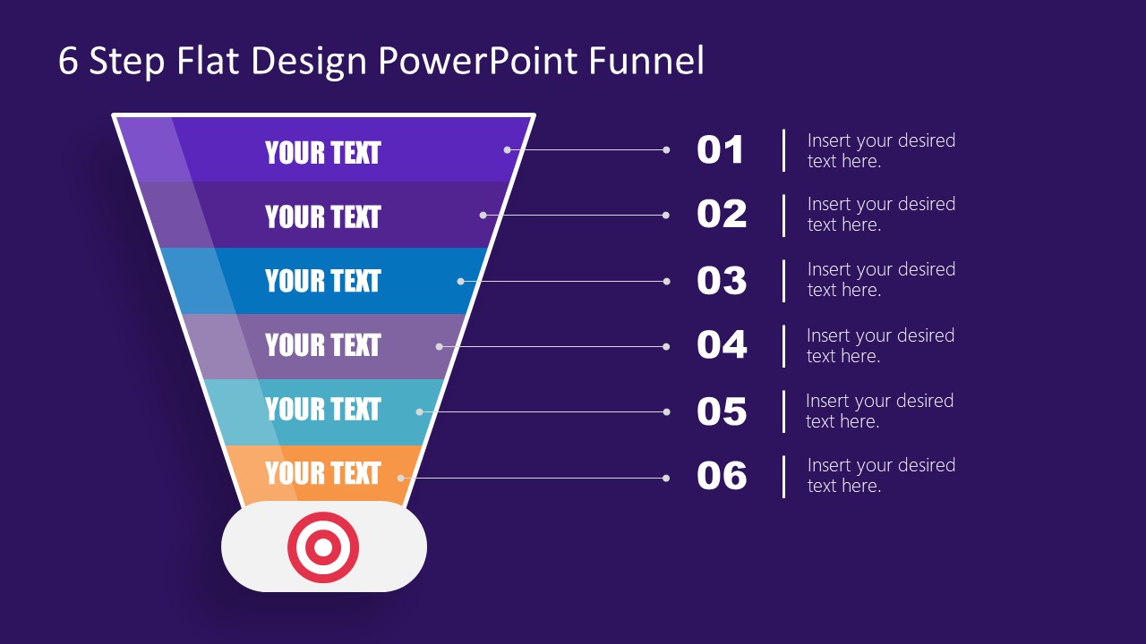 6 Step Flat Design PowerPoint Funnel - SlideModel